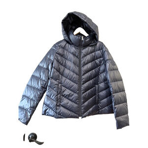 Ralph Lauren Women's Quilted Hooded Packable Down Jacket Coat Puffer Blue XL